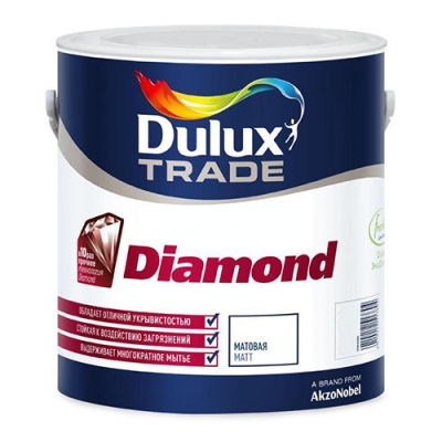 Краска водоэмульсионная DULUX TRADE DIAMOND MATT bs BC 2,25л Белый мат